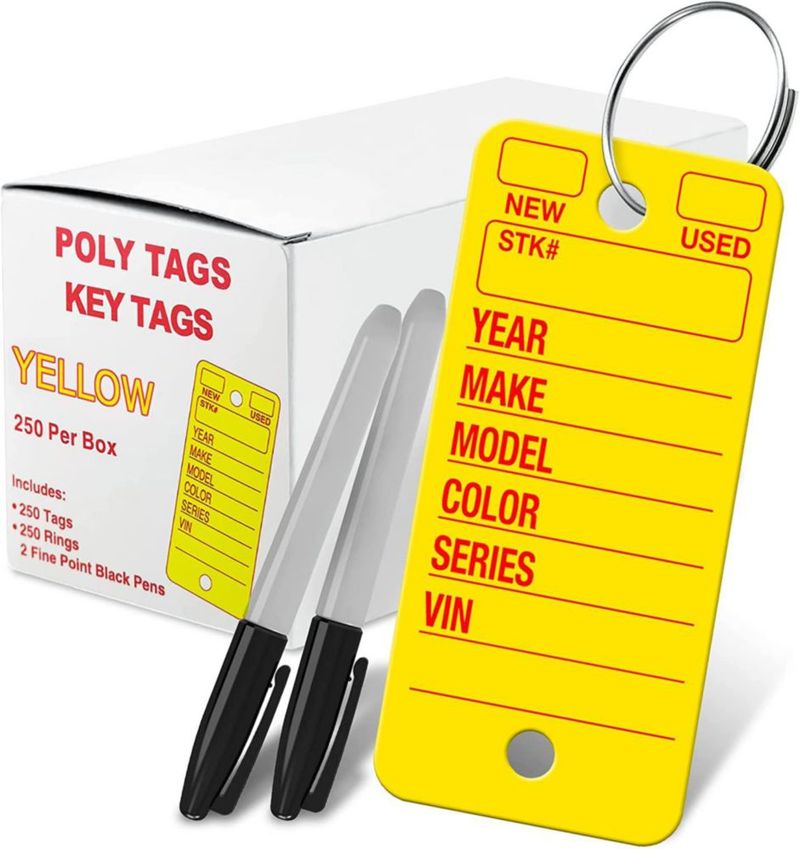 Etiquetas para llaves Yaletown Supply pack de 250 amarillas con aros