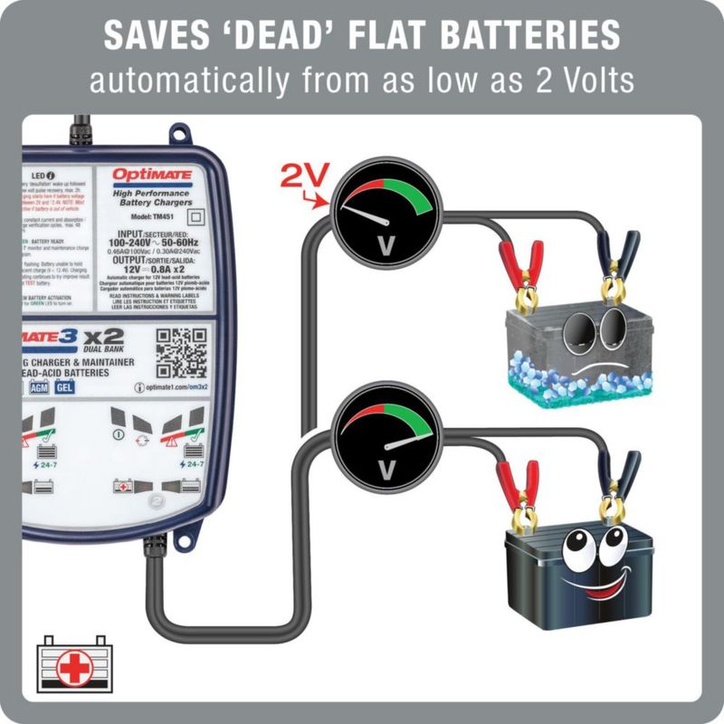 Cargador de baterías OptiMate TM-451 2×12 V 08 A