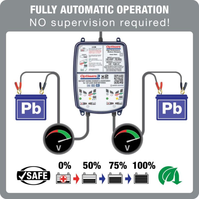 Cargador de baterías OptiMate TM-451 2×12 V 08 A