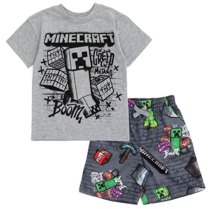 Conjunto Minecraft Graffiti Gris Talla 5
