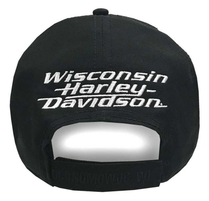 Gorra de béisbol Harley‑Davidson negra bordada