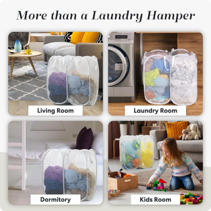 Cesto de ropa Handy Laundry 36 cm x 61 cm blanco de 2 compartimentos