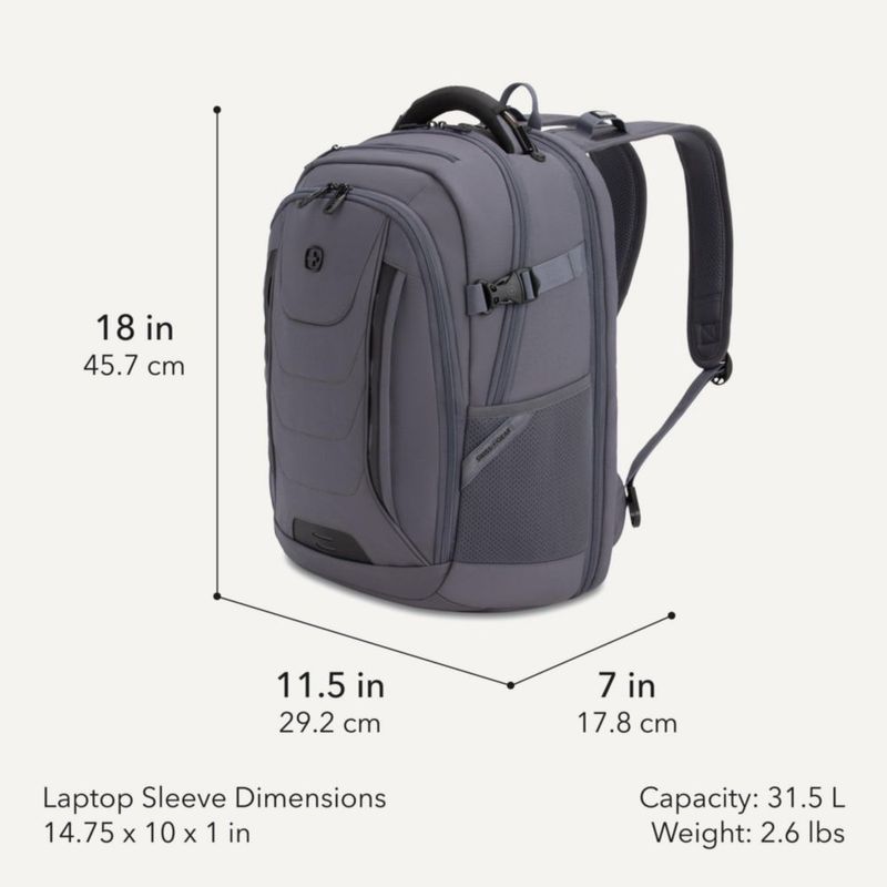 Mochila SwissGear de 16" para portátil compatible con TSA color carbón