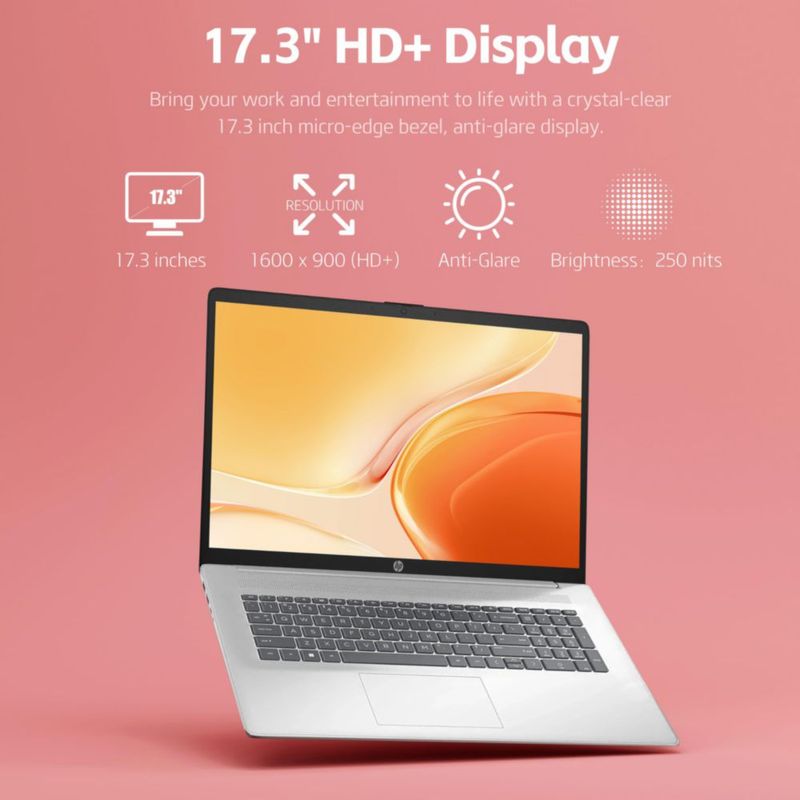 Laptop HP 17.3" Core i3 N305 16GB 512GB SSD Plata