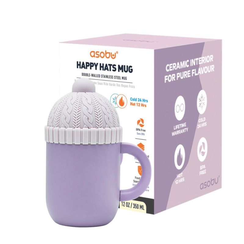 Taza Asobu 350 ml Púrpura con Recubrimiento Cerámico