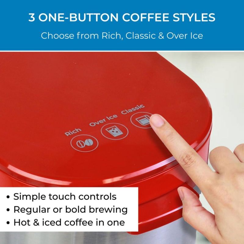 Cafetera de una taza Koolatron K‑Cup/Café Molido Rojo con apagado automático