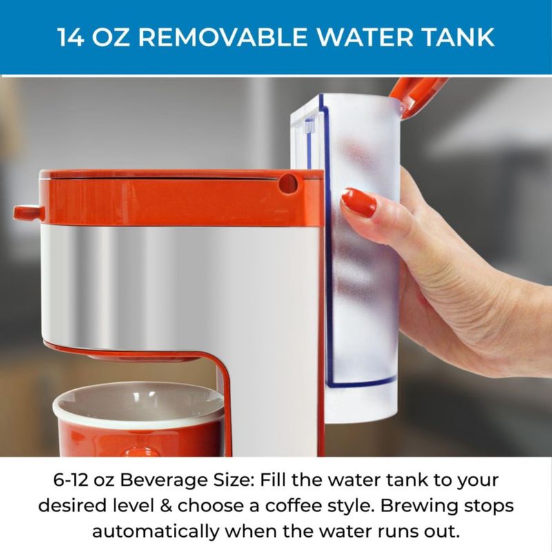 Cafetera de una taza Koolatron K‑Cup/Café Molido Rojo con apagado automático
