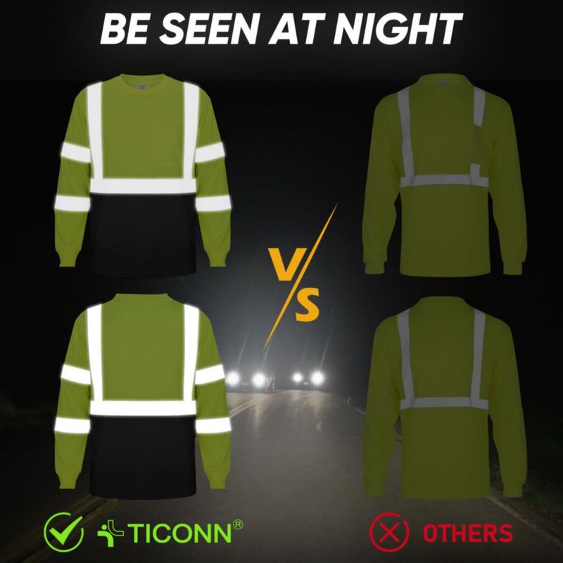 Camisa de Alta Visibilidad TICONN L Amarillo y Negro - Pack de 2