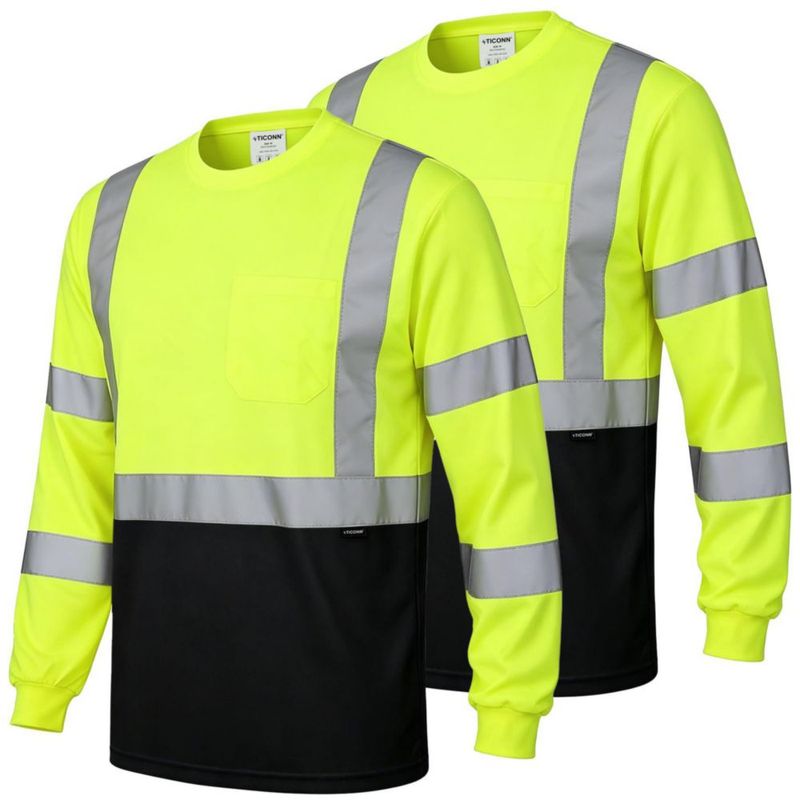 Camisa de Alta Visibilidad TICONN L Amarillo y Negro - Pack de 2