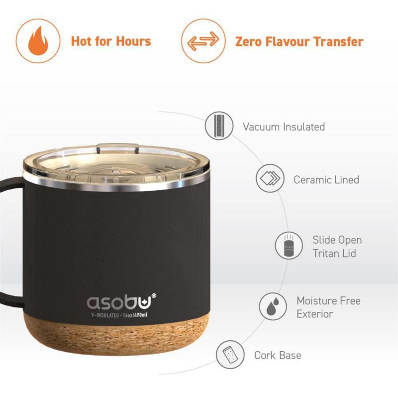 Taza Asobu de 490 ml cerámica aislada con asa
