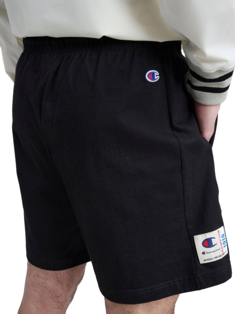 Shorts Champion de jersey de algodón negro 18 cm con logo script