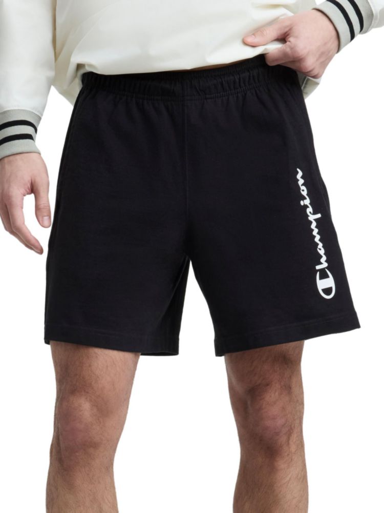 Shorts Champion de jersey de algodón negro 18 cm con logo script