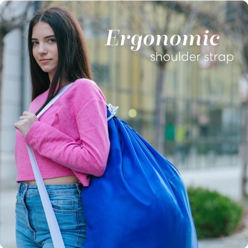 Bolsa de lavandería Handy con correa de hombro 30" x 40" (76 cm x 102 cm) extragrande azul