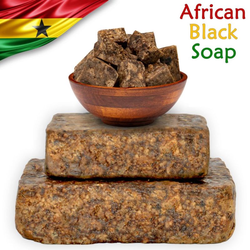 Plant Guru Jabón Negro Africano Crudo 1 lb - Barra de Cuidado Tradicional Puro y Natural para Cara Cuerpo y Cabello | Limpiador Hecho a Mano para Todo