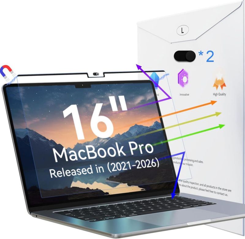 Protector de pantalla magnético anti luz azul Peslv para MacBook Pro 16 pulgadas (2021-2026 M1 M2 M3 M4 M5) filtro anti reflejo removible para MacBook