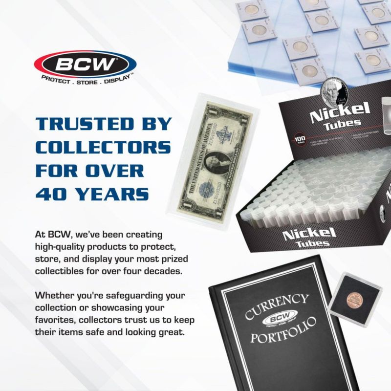 Tubos para monedas de níquel BCW paquete de 100 transparentes 791 mm