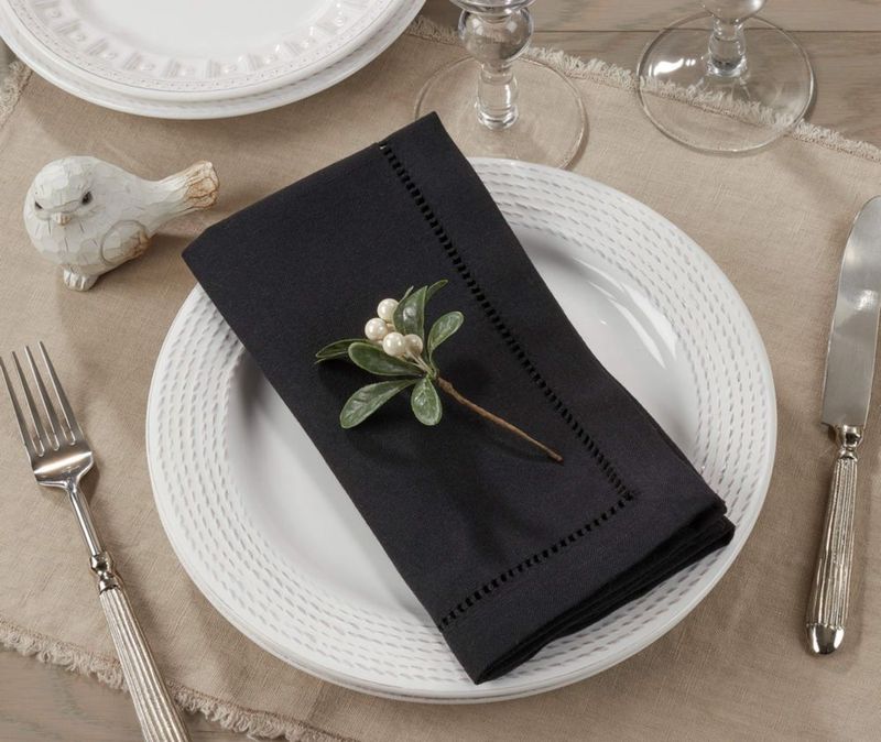 Juego de 4 servilletas de tela SARO LIFESTYLE 51 cm negro