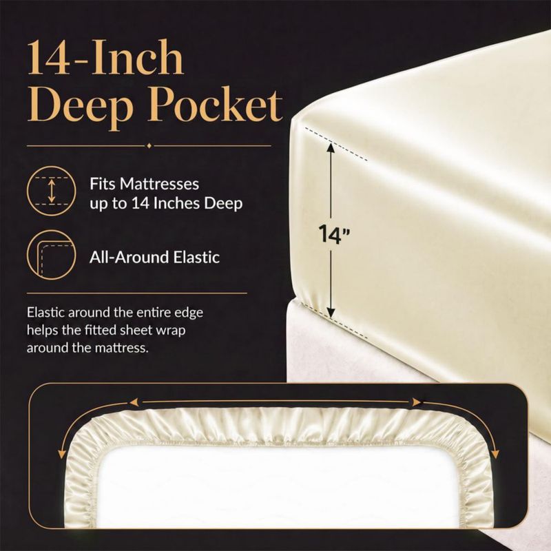 Juego de sábanas de satén CozyLux Full de 4 piezas con cajón profundo de 36 cm