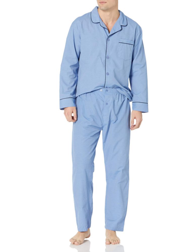 Conjunto de pijama Hanes tejido plano azul medio sólido talla grande