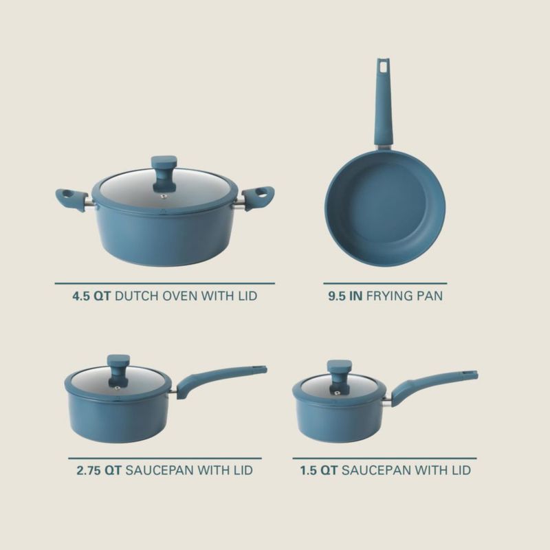 Juego de utensilios de cocina Gibson Home 7 piezas azul antiadherente