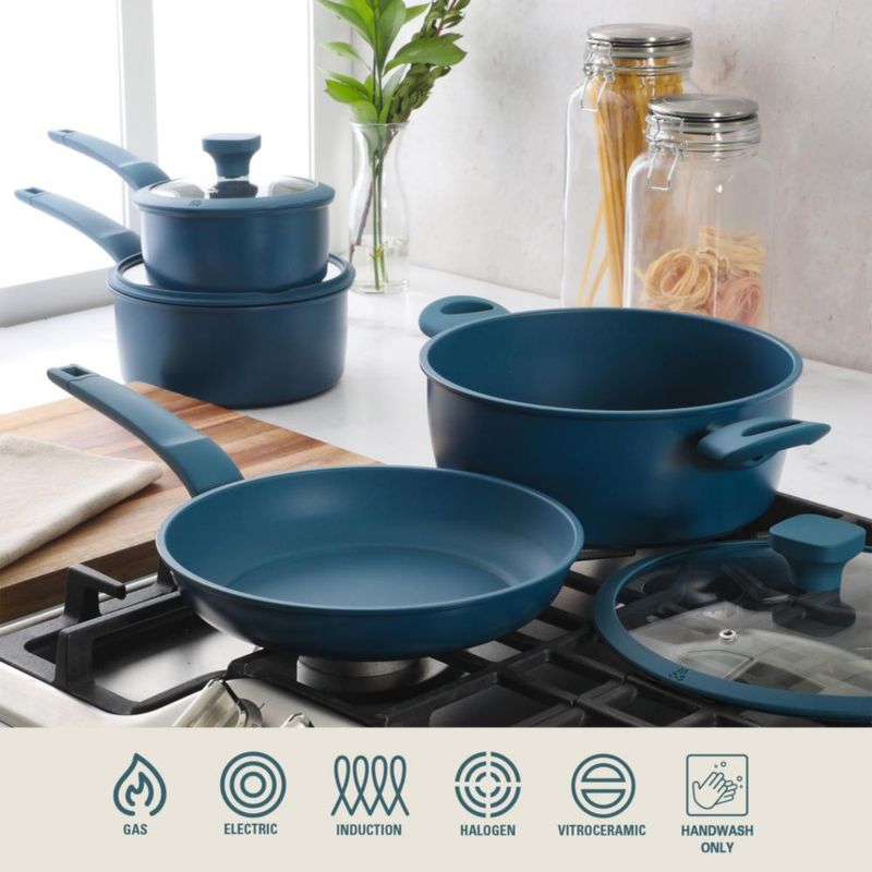 Juego de utensilios de cocina Gibson Home 7 piezas azul antiadherente
