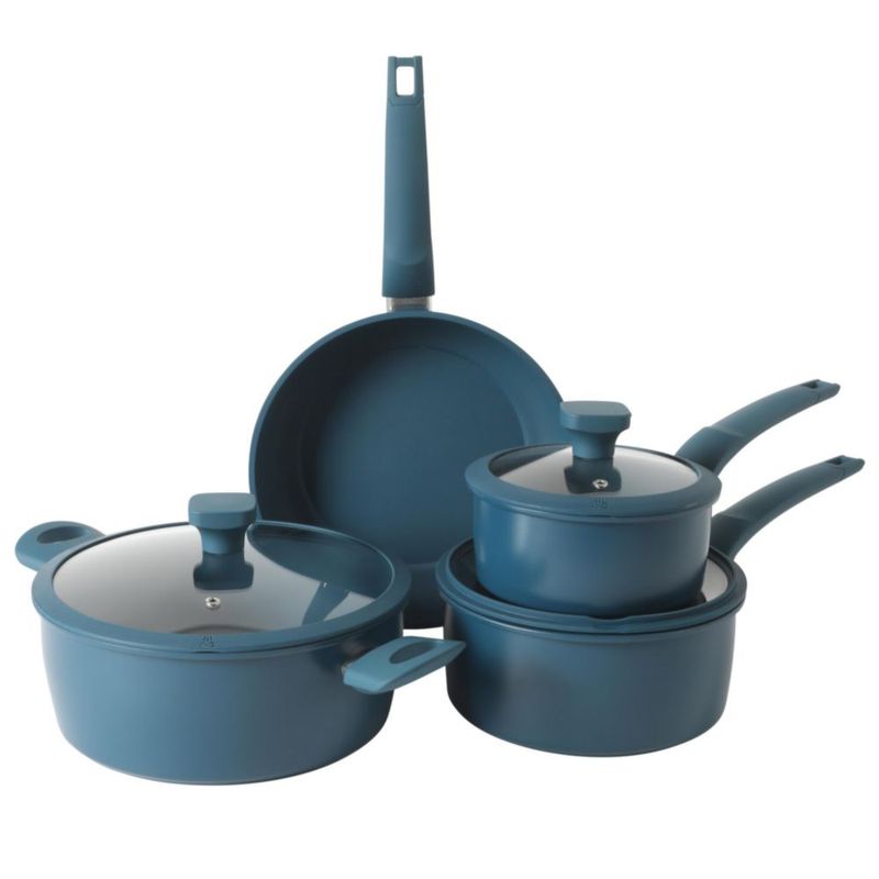 Juego de utensilios de cocina Gibson Home 7 piezas azul antiadherente