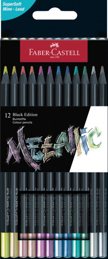 Lápices de colores metálicos Faber‑Castell Black Edition 12 unidades