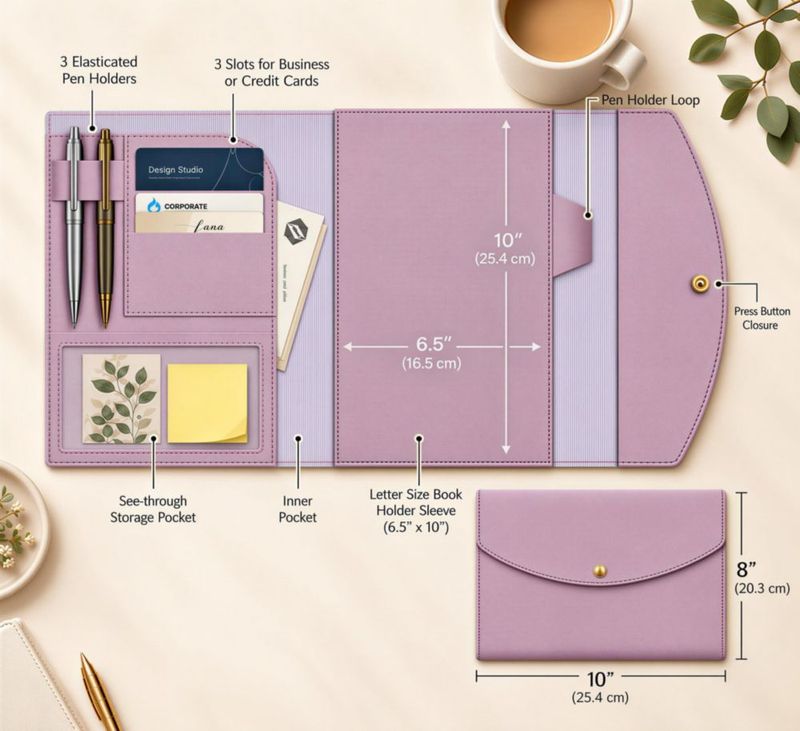 Funda Note Wrap para cuaderno A5 de cuero vegano rosa