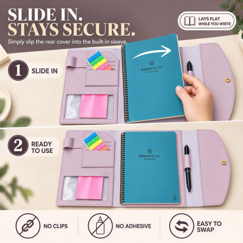 Funda Note Wrap para cuaderno A5 de cuero vegano rosa