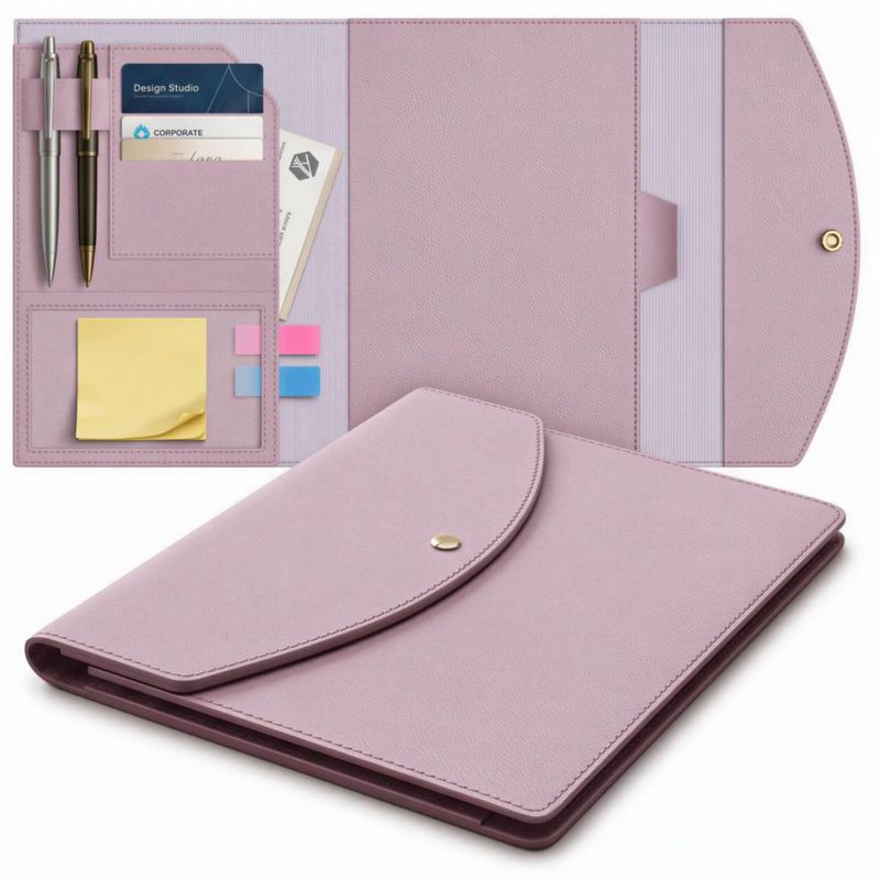 Funda Note Wrap para cuaderno A5 de cuero vegano rosa