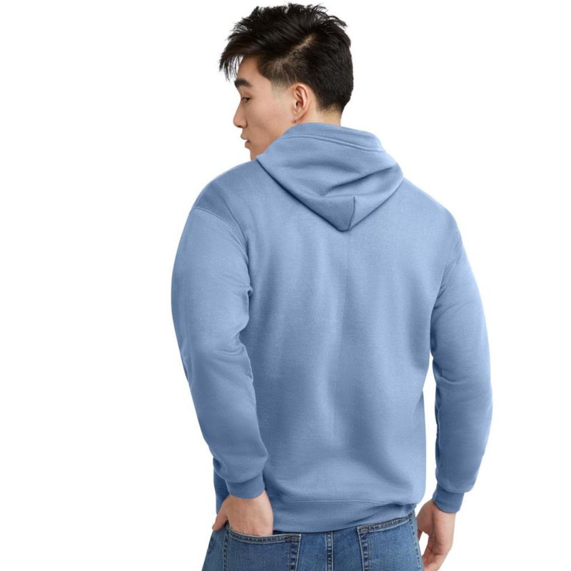 Sudadera con capucha Hanes Full-Zip Eco-Smart para hombre azul claro talla S