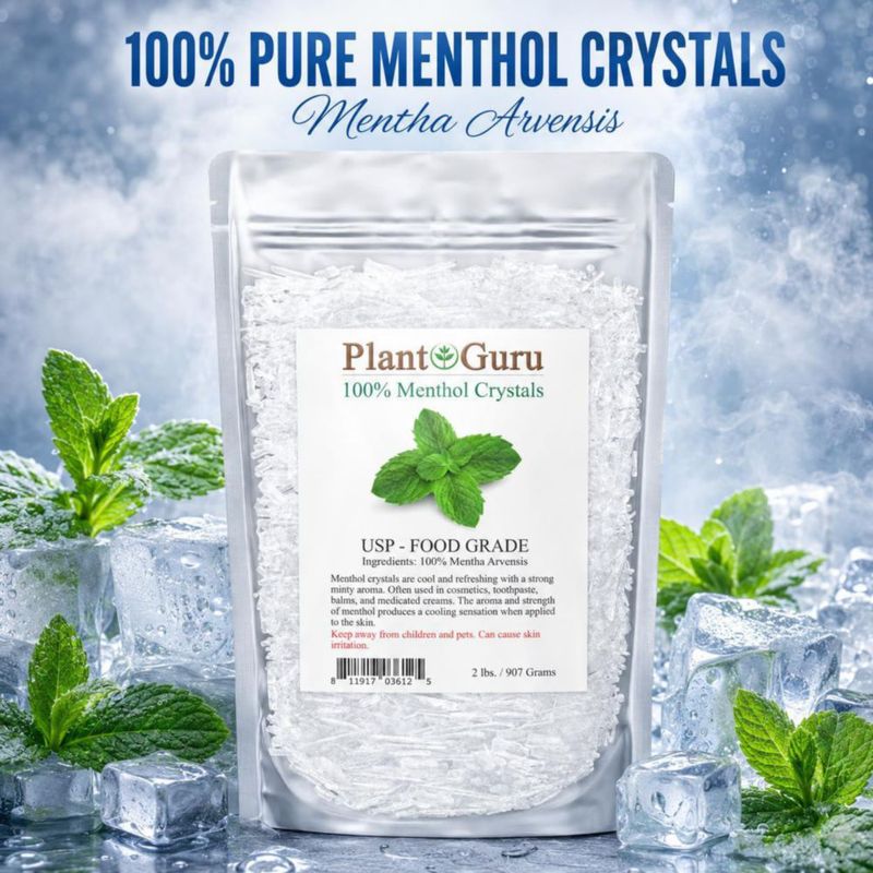 Cristales de Mentol Plant Guru 907 g Grado Alimenticio USP