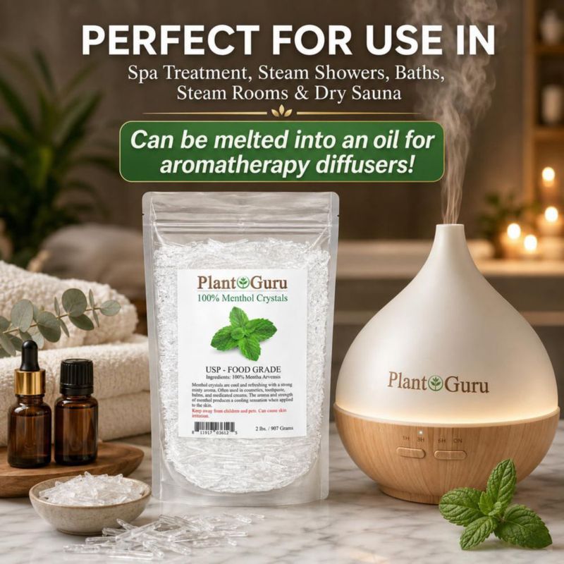 Cristales de Mentol Plant Guru 907 g Grado Alimenticio USP