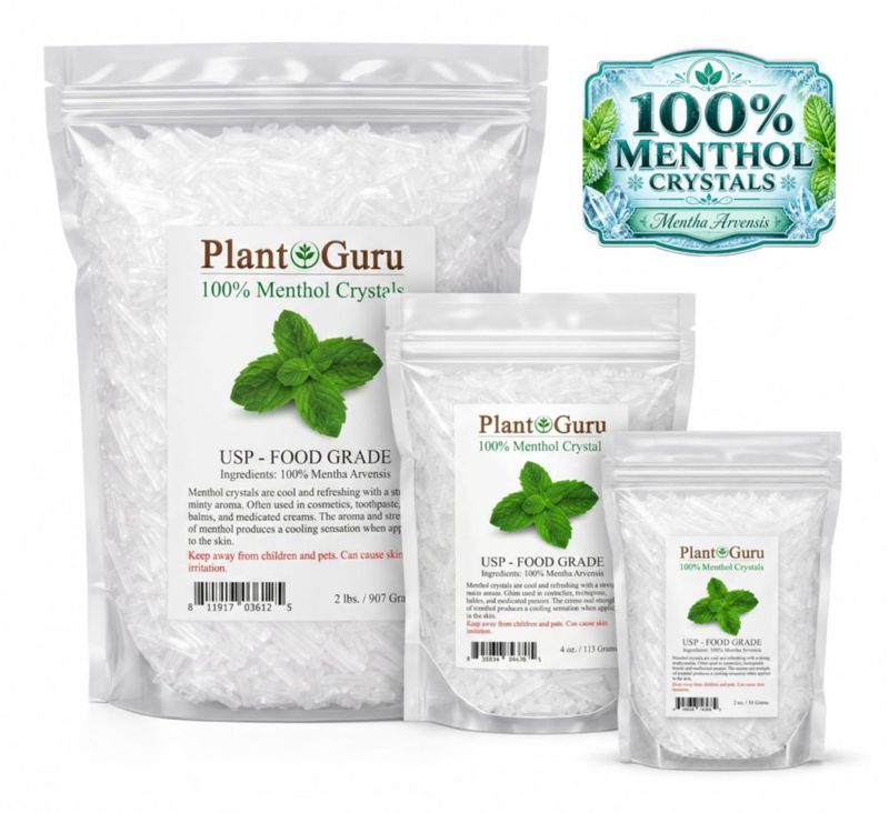 Cristales de Mentol Plant Guru 907 g Grado Alimenticio USP