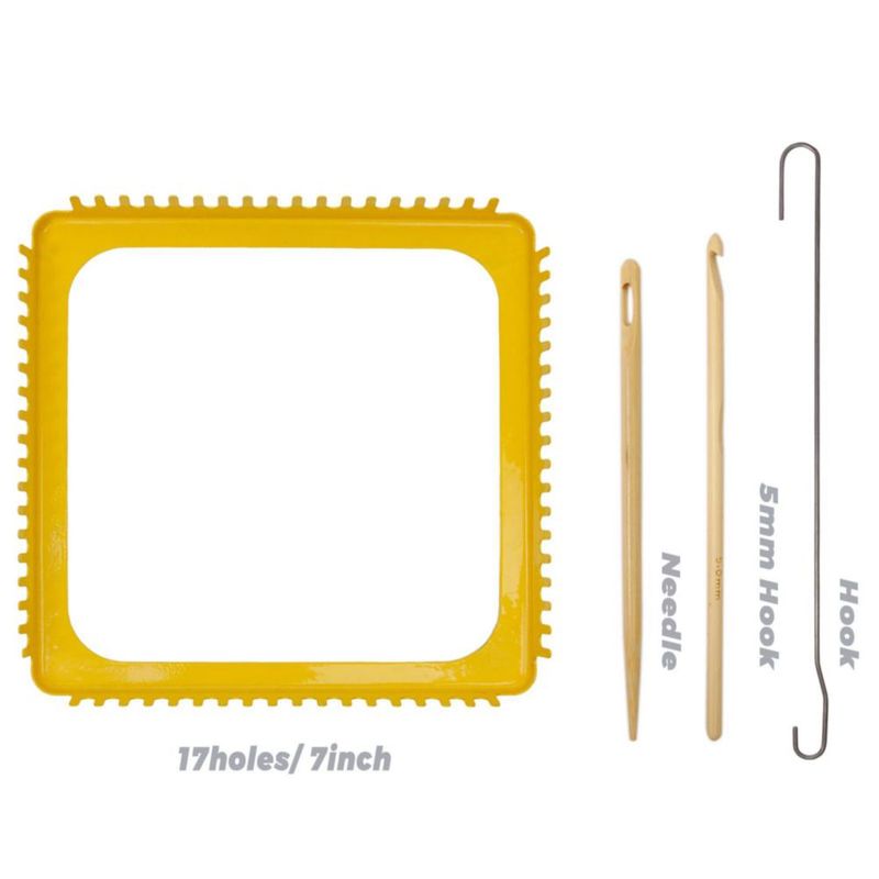 Telar de Tejido ULIONTAC 195 cm Amarillo 18 Agujeros
