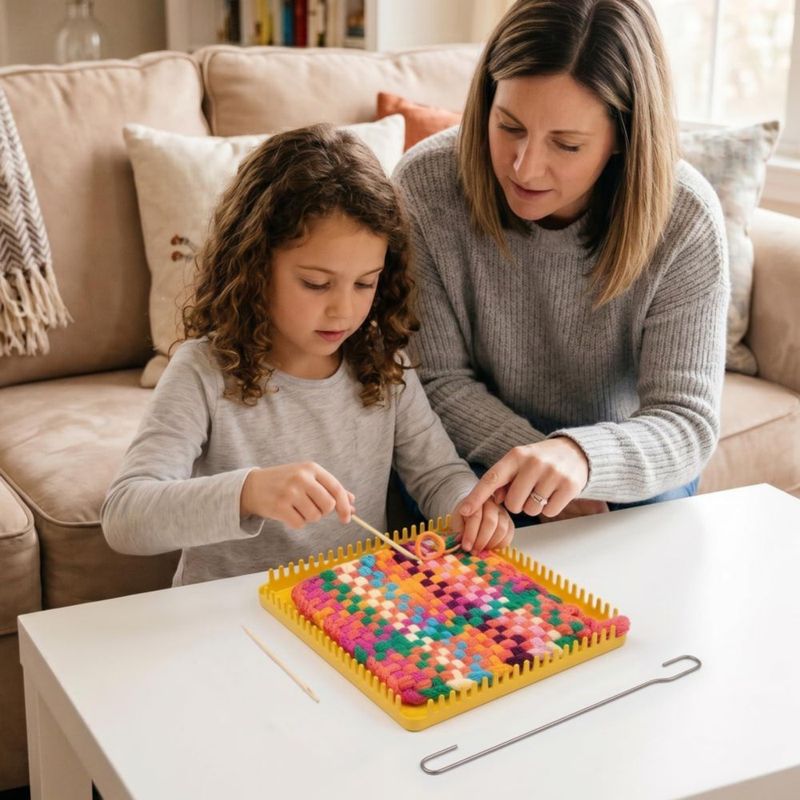 Telar de Tejido ULIONTAC 195 cm Amarillo 18 Agujeros