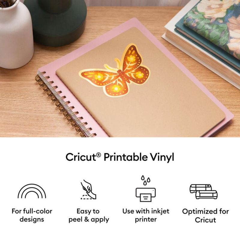 Papel adhesivo de vinilo dorado Cricut 216 × 279 cm 20 hojas