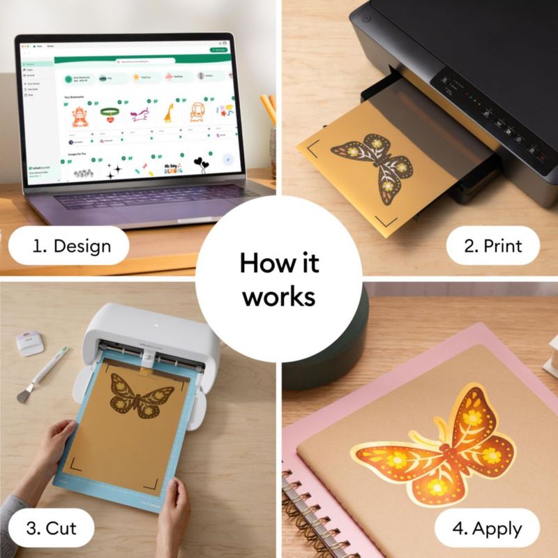 Papel adhesivo de vinilo dorado Cricut 216 × 279 cm 20 hojas