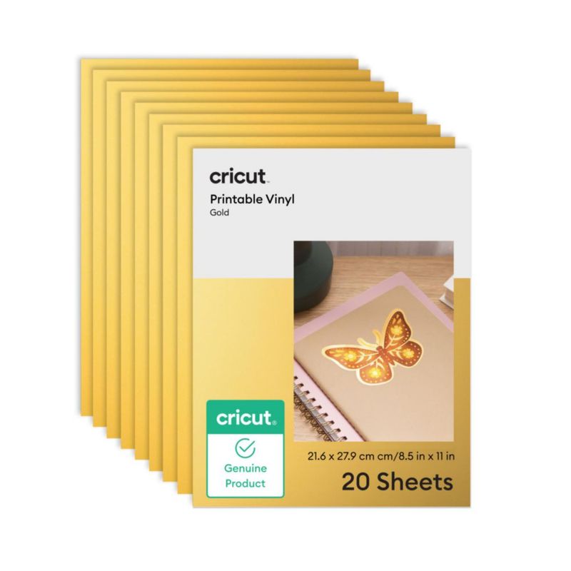 Papel adhesivo de vinilo dorado Cricut 216 × 279 cm 20 hojas