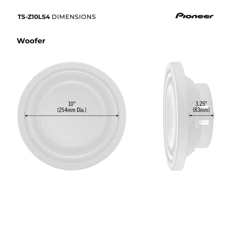 Subwoofer PIONEER TS-Z10LS4 de 10" 1300 W Máx