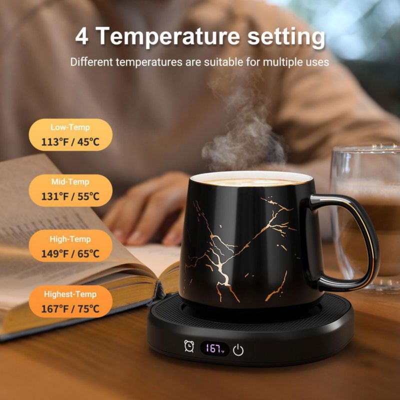 Calentador de tazas LOUTYTUO 400 ml con patrón marmoleado y apagado automático
