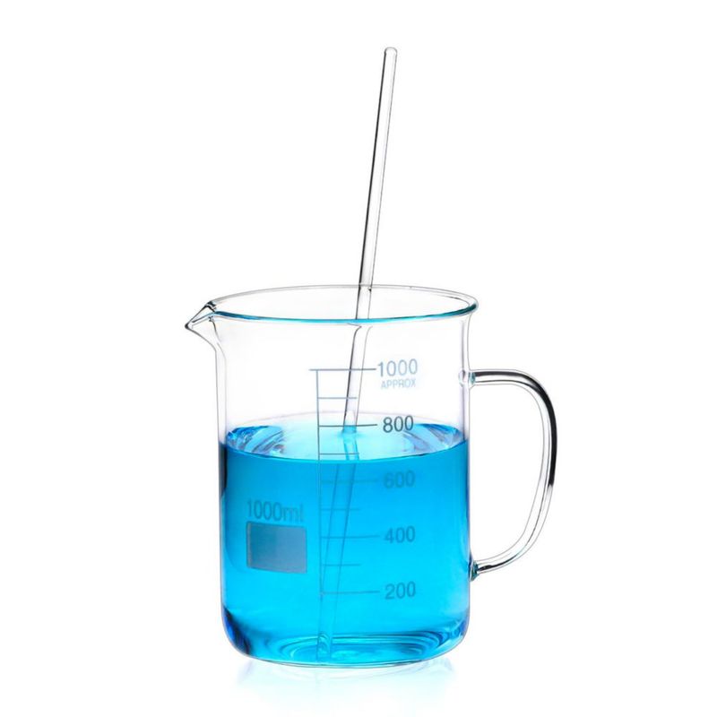Vaso de precipitados QWORK 1000 ml Pack de 2 + Varillas de agitación 30 cm Pack de 10