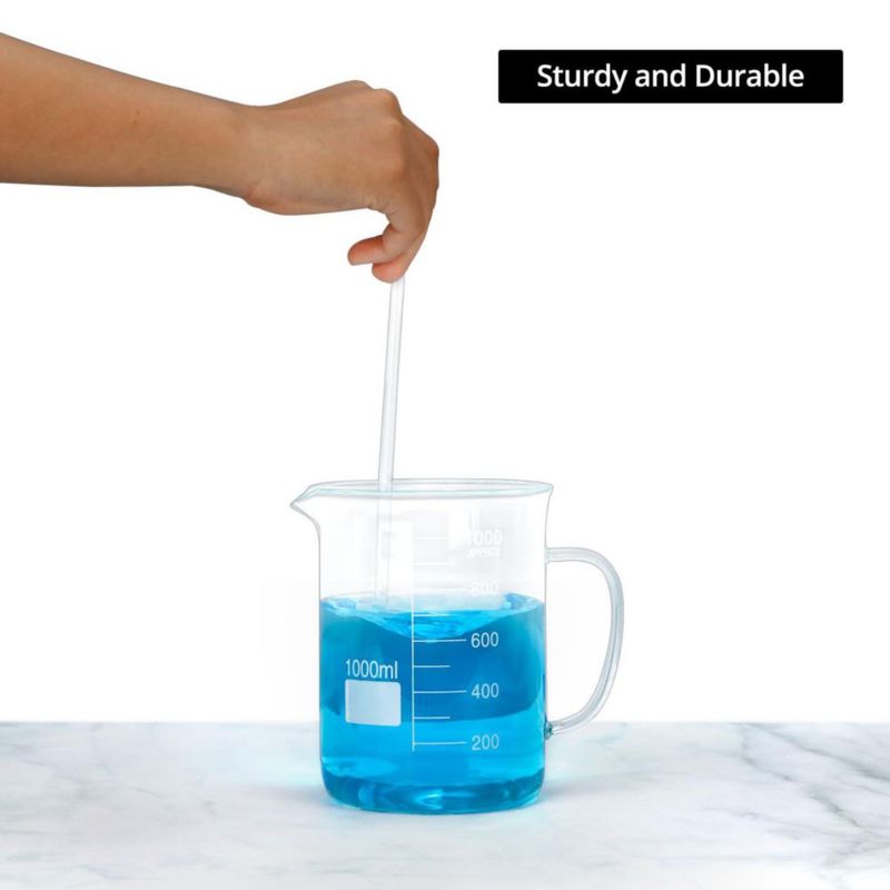 Vaso de precipitados QWORK 1000 ml Pack de 2 + Varillas de agitación 30 cm Pack de 10