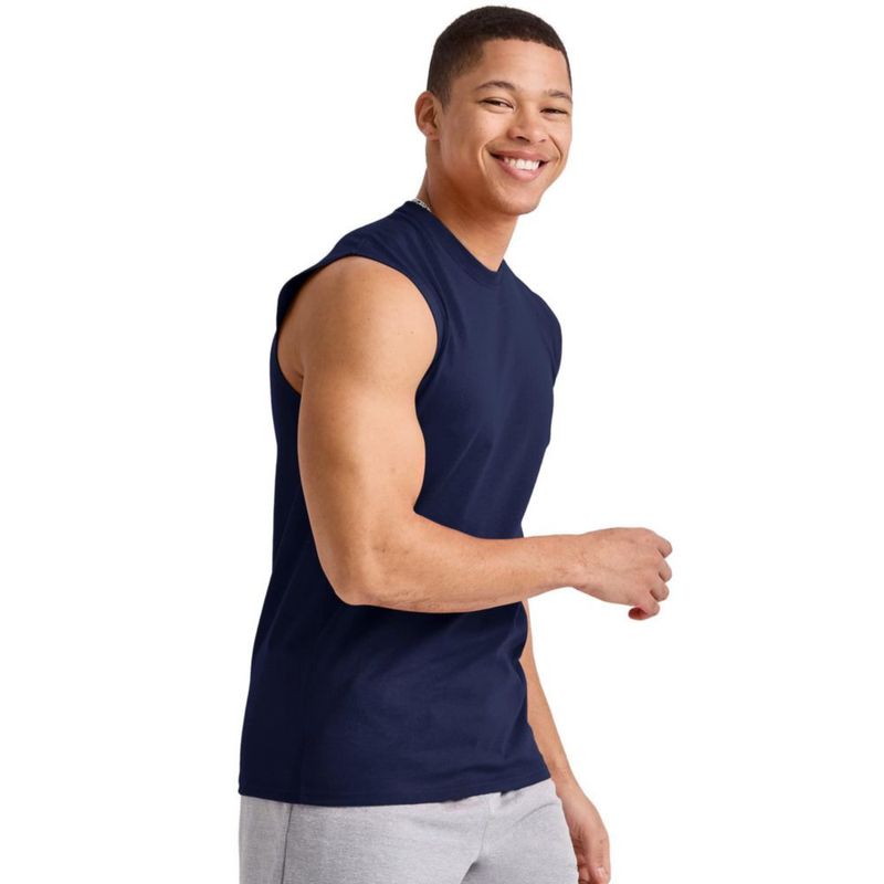 Camiseta sin mangas Hanes 3 unidades algodón azul marino deportivo