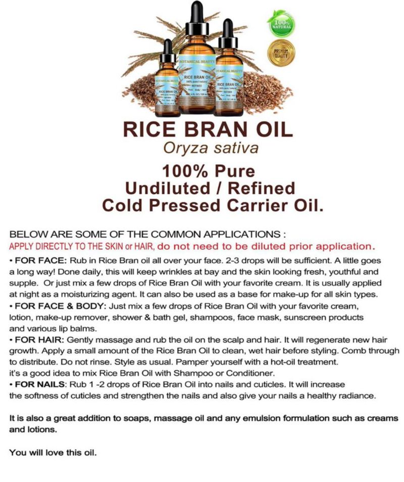 Botanical Beauty Aceite de Salvado de Arroz 120 ml Puro y Natural