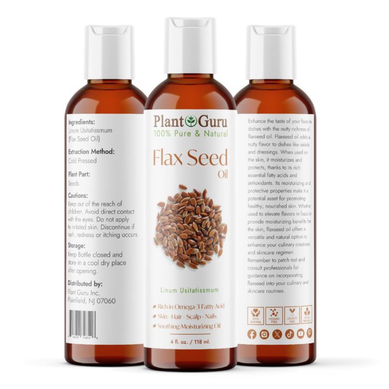 Aceite de Linaza Plant Guru 118 ml Prensado en Frío Natural