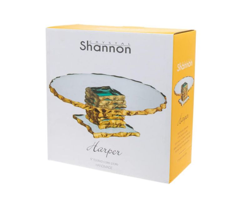 Plato para Tartas Godinger 23 cm Harper Borde Dorado