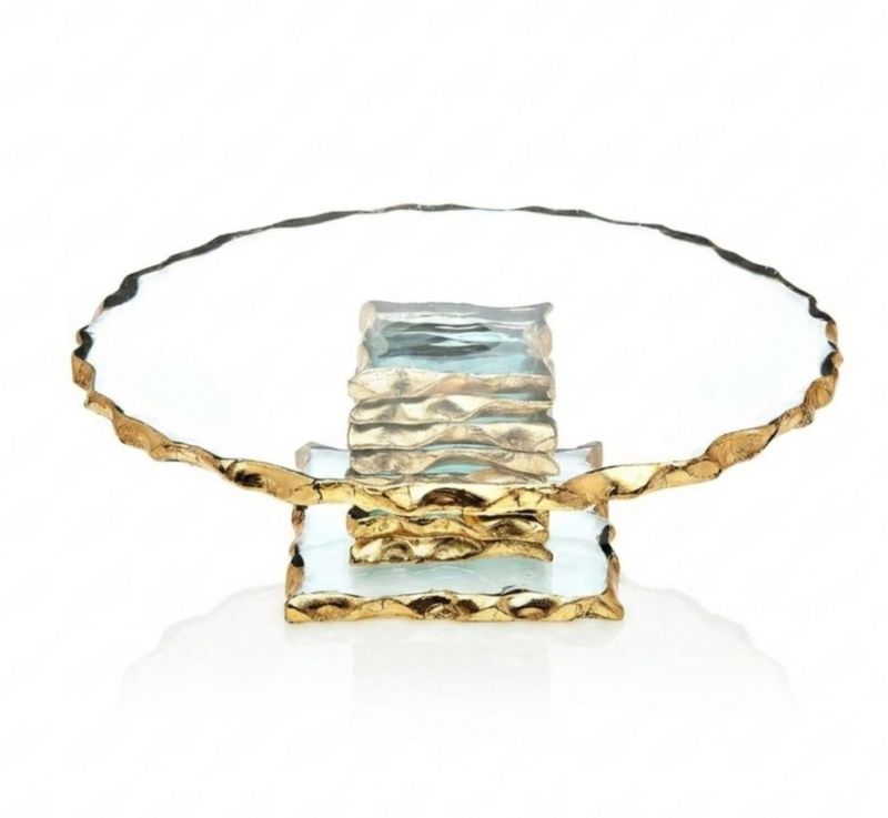 Plato para Tartas Godinger 23 cm Harper Borde Dorado