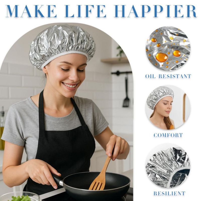 Gorro de ducha Brvlsoc reutilizable de lámina de aluminio elástica