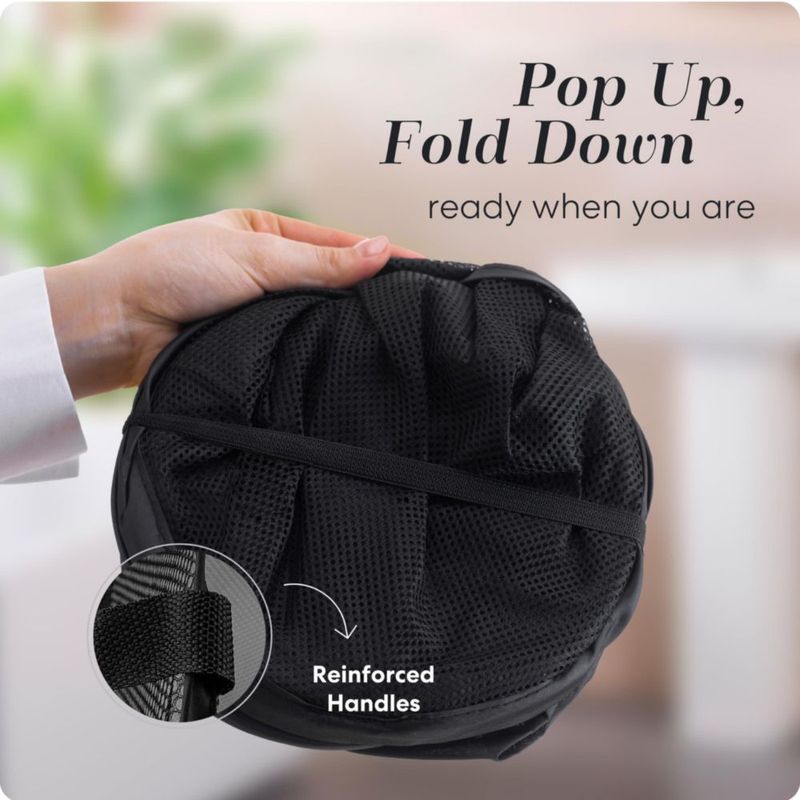 Cesto de ropa doble plegable Handy Laundry 2 compartimentos de malla negro